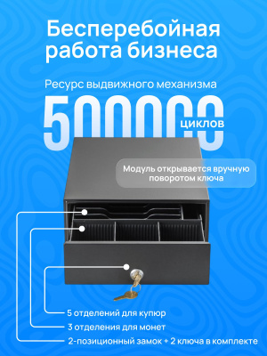 Денежный ящик АТОЛ SB-245-B черный, 245*320*90, механический